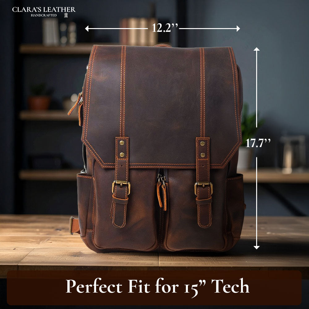 Robert - Retro Leather Travel Backpack