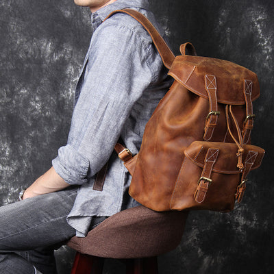Jeffrey - Durable Classic Leather Knapsack