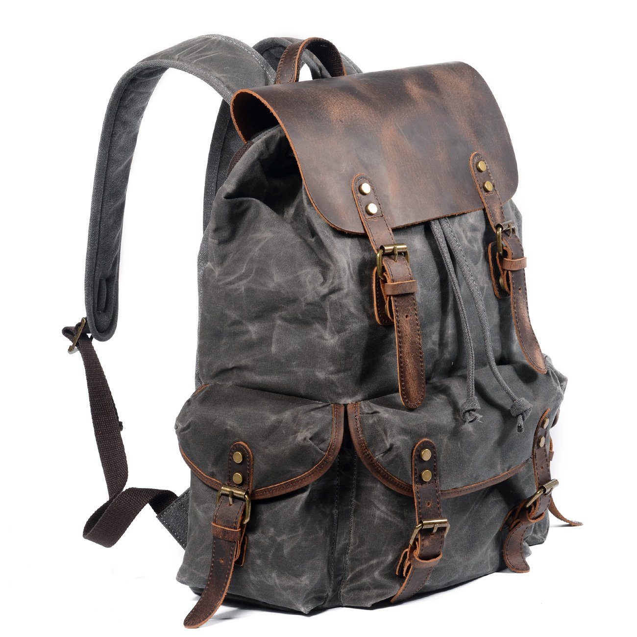 James - Vintage Canvas Leather Backpack