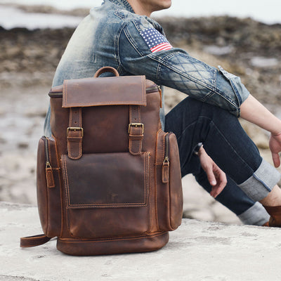 Charles - Men’s Leather Laptop Backpack