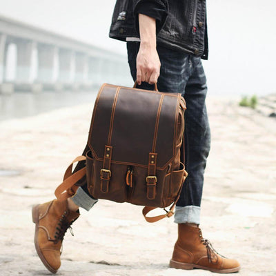 Robert - Retro Leather Travel Backpack