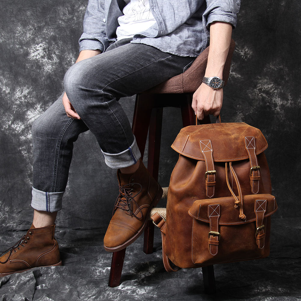 Jeffrey - Durable Classic Leather Knapsack
